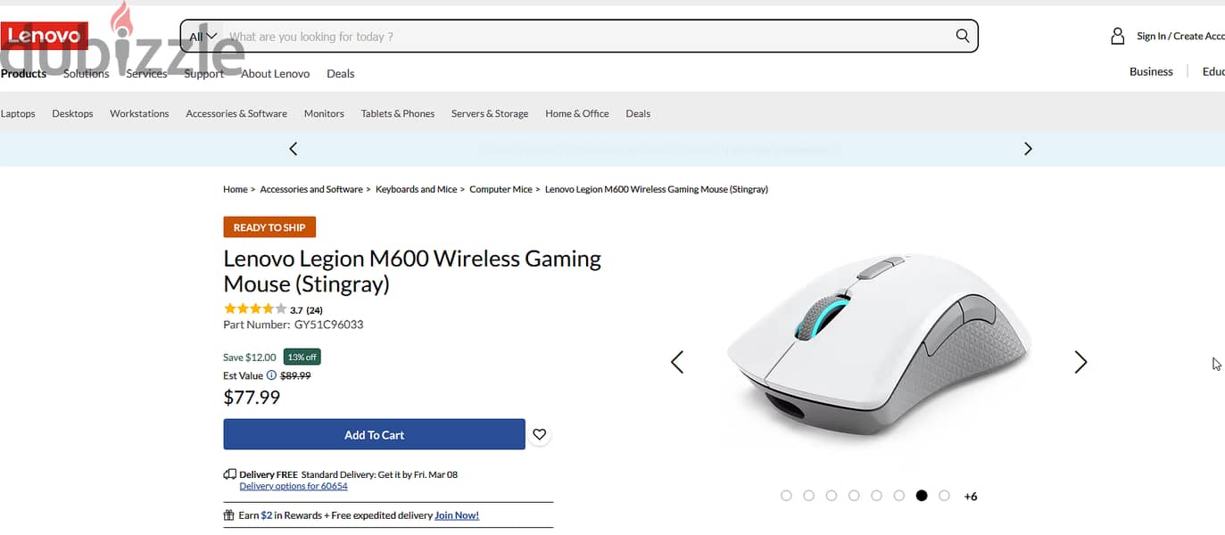 ماوس جيمنج ويرلسLenovo Legion M600 Wireless Gaming Mouse (Stingray) 1
