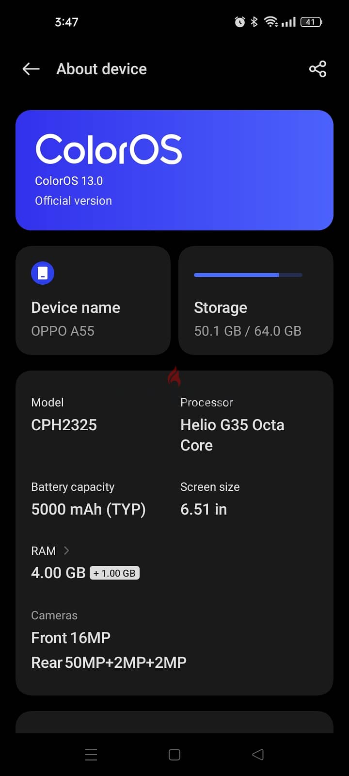موبيل Oppo A55 استعمال خفيف بالضمان ل اسود 3