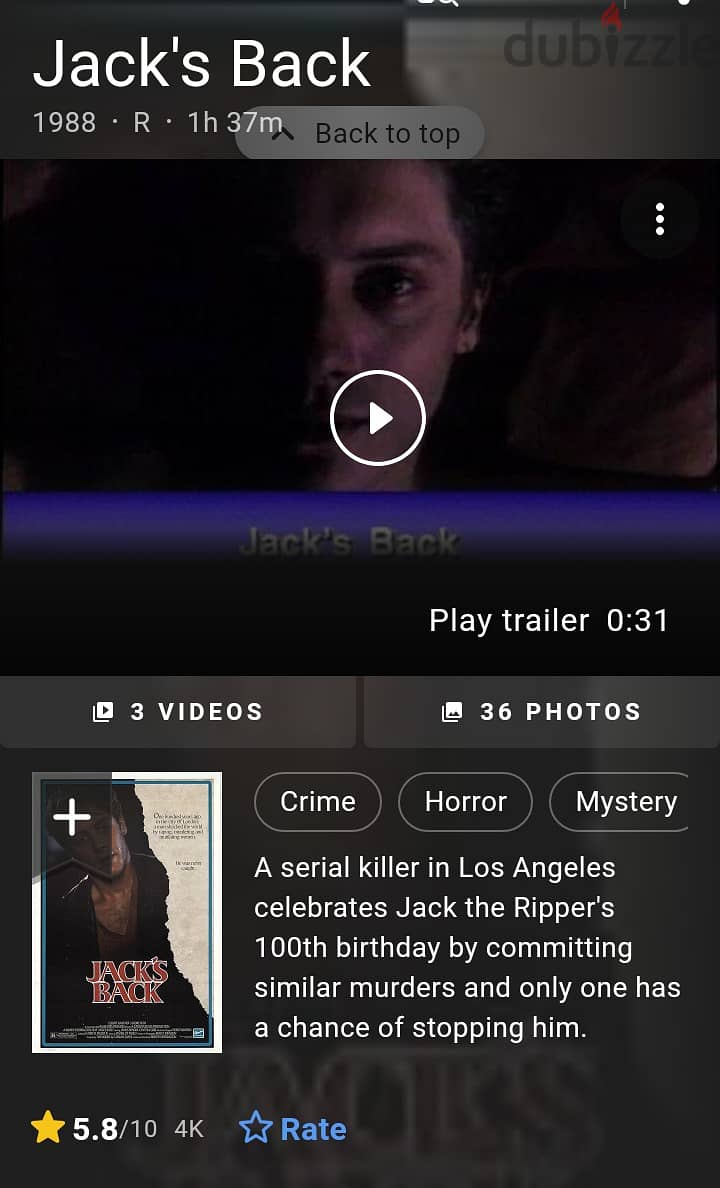 Jack's Back: A Jack The Ripper Thriller (DVD) 1