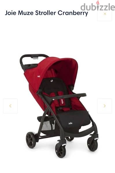 Joie Baby Stroller - Cranberry with a car seat 5