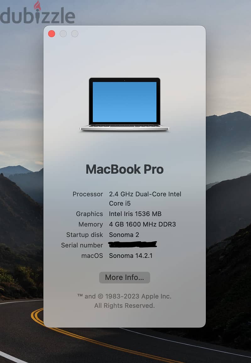 Apple MacBook Pro 2013 13" Retina | i5 | 128 FastSSD | 4GB | Sonoma 1
