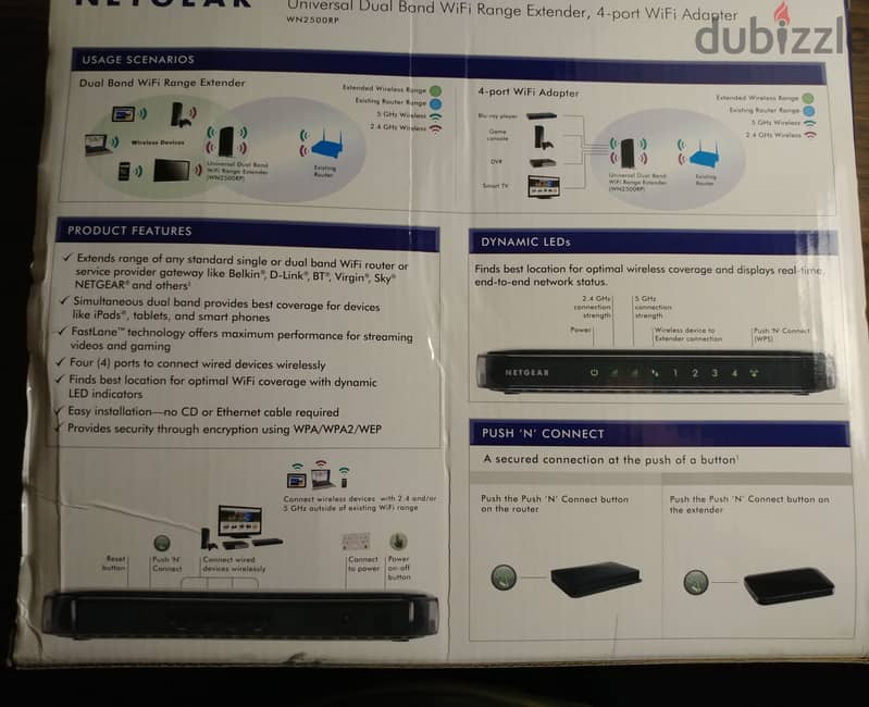 جهاز تقوية شبكة الإنترنت NETGEAR WN2500RP Dual Band WiFi Range Extende 2