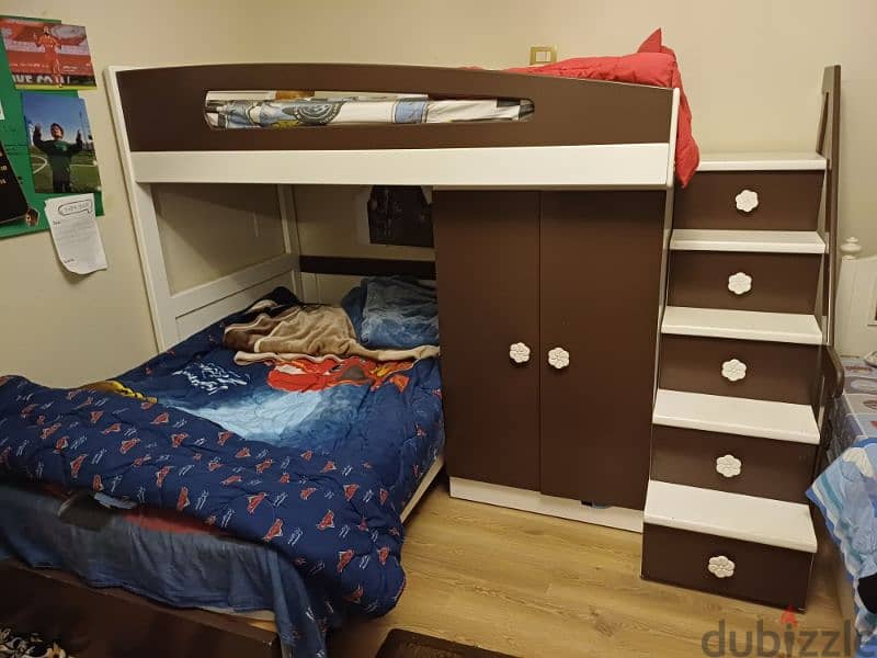 للبيع غرفة نوم أطفال كاملة  يسريرين تصلح لجميع المساحات 1