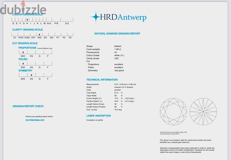 new certified natural diamond 1.00 carat HRD 1