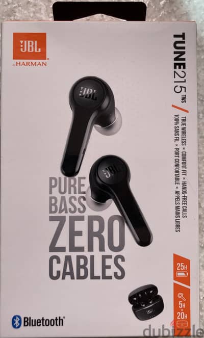 JBL JBLT215TWSBLK True wireless in-ear headphones, Black, Small, Bluet