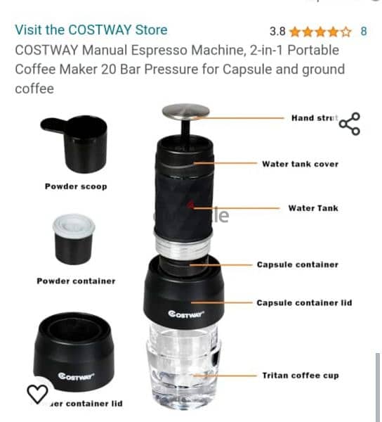 Costway Portable Espresso machine 2in1 2