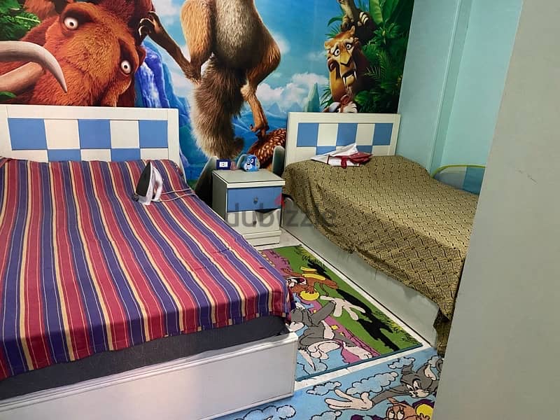 غرفه اطفال خشب زان (عدد ٢ سرير مقاس ١٢٠+ دولاب + كمود ) 0