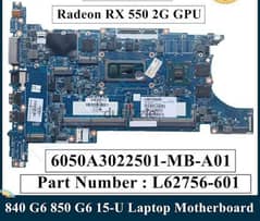 HP ELITEBOOK 840 G6 850 G6 I5-8365U LAPTOP MOTHERBOARD  RX550 0
