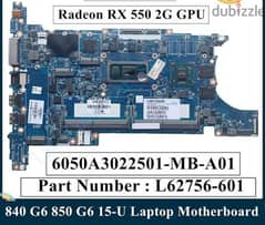 HP ELITEBOOK 840 G6 850 G6 I5-8365U LAPTOP MOTHERBOARD  RX550