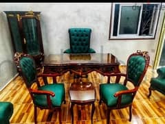 اثاث مكتبي مكتب خشب من الزان الاحمر مطعم بنحاس اصلي160سم 0