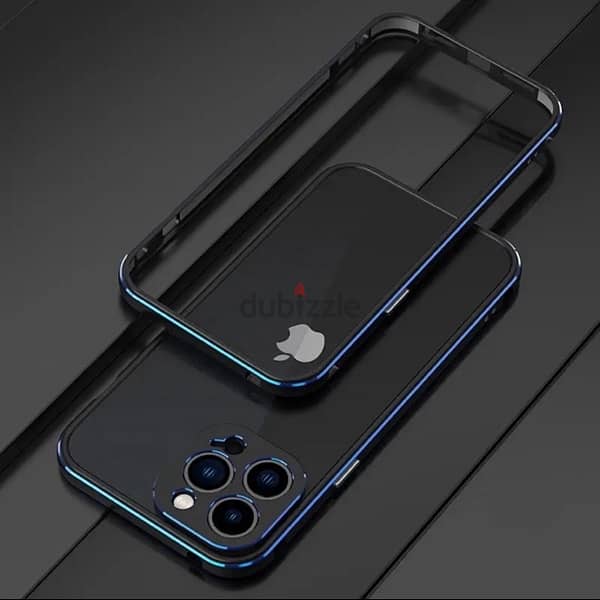 iPhone 14 Pro Max Aluminum Bumper Case black & Blue 0
