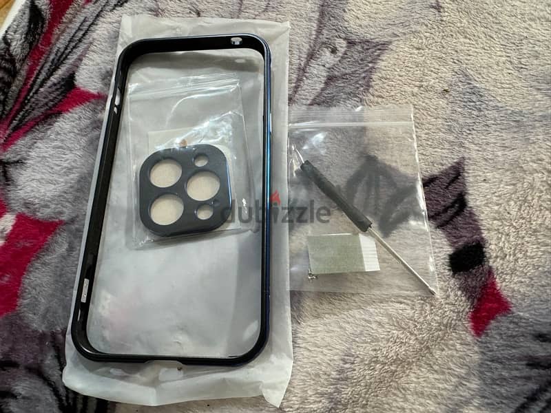 iPhone 14 Pro Max Aluminum Bumper Case black & Blue 4