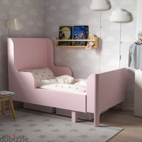 سرير ايكيا بينك بحالة ممتاز والمرتبة هديه Ikea Pink children bed 4