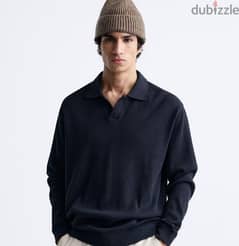 Brand New ZARA Collared knit Polo Shirt Long Sleeves 0