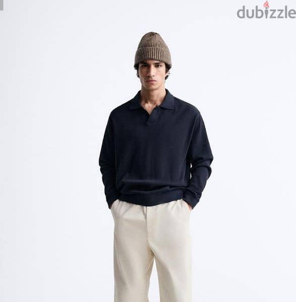Brand New ZARA Collared knit Polo Shirt Long Sleeves 1