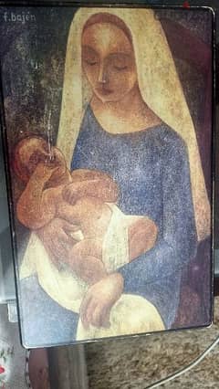 لوحة زيتية للسيدة العذراء والطفل يسوع لفنان عالمى