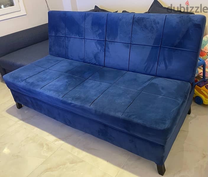 used Blue Sofa-Bed كنبه سرير 2