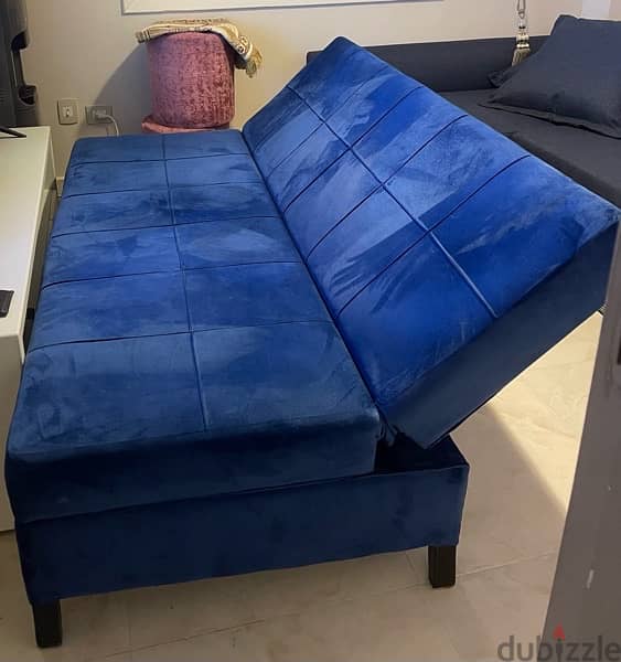 used Blue Sofa-Bed كنبه سرير 3