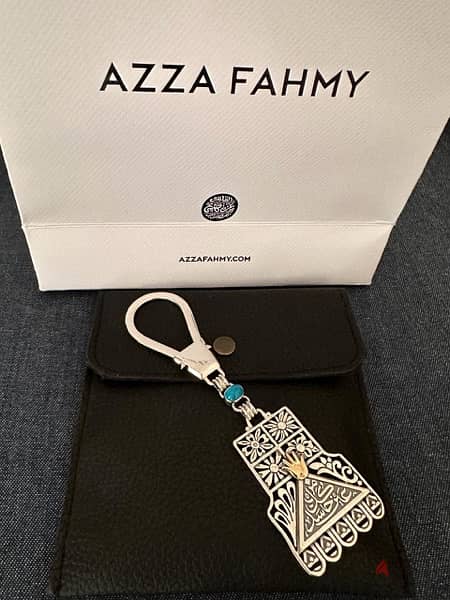 Azza Fahmy silver with 18 c gold key chain 0