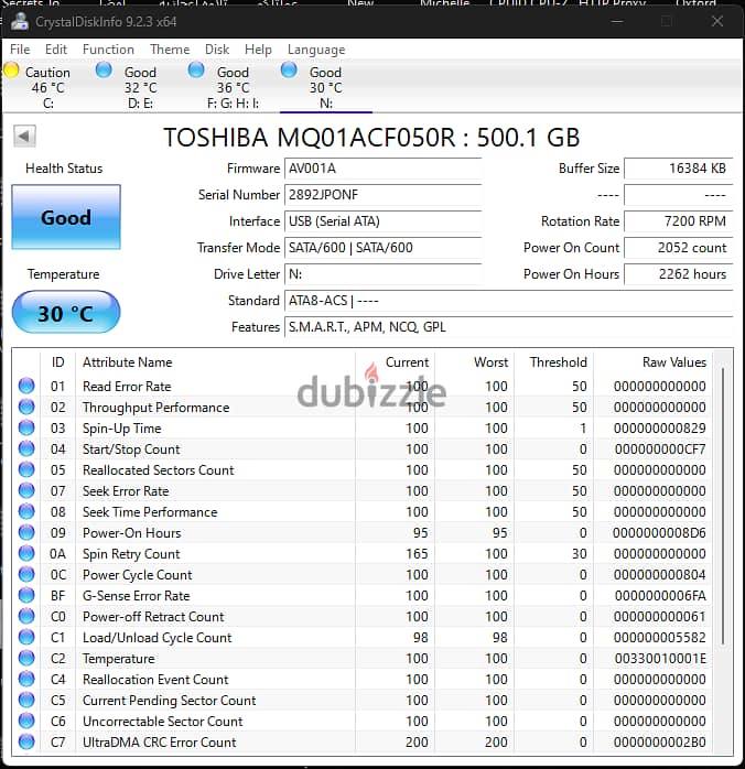هارد لابتوب توشيبا 500 جيجا Toshiba laptop hard disk 500GB 2