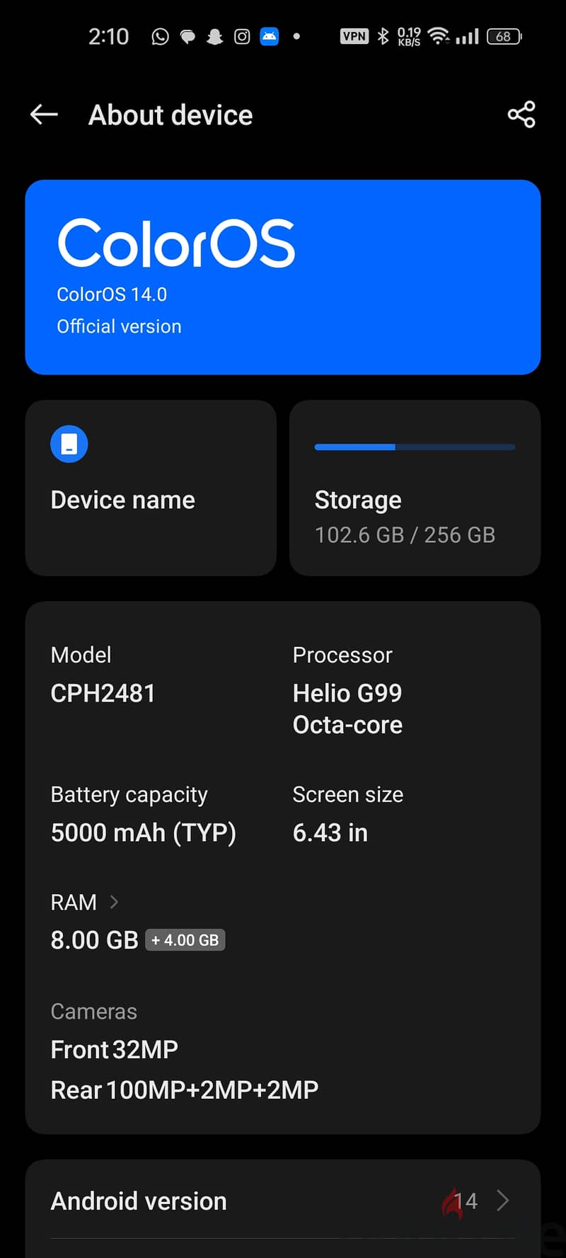 OPPO Reno 8t 4G 256G 5