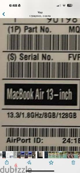 macbook air 2017 زيرو تماما ١٣ شحنه فقط 1