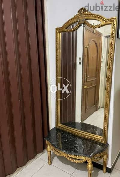 كونسول انتيك مدهب بالمراية والرخامة - شغل يدوى