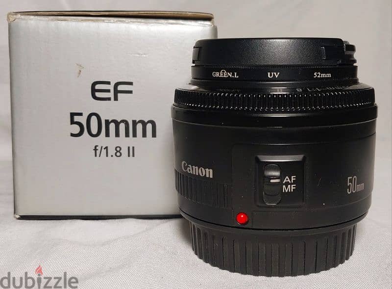 عدسة كانون 50mm 1.8 IS  بفلتر UV حالة ممتازة بالكرتونة 2