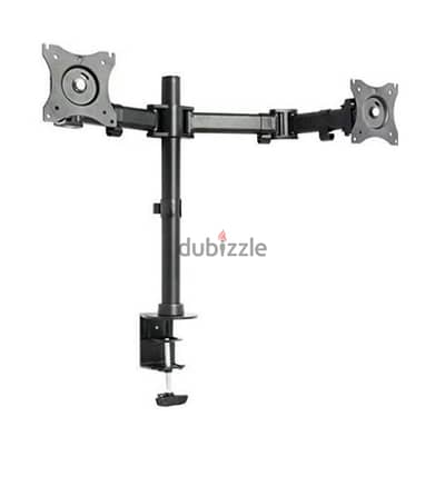 Dual Arms Fully Adjustable Desk Mount TV Stand Black