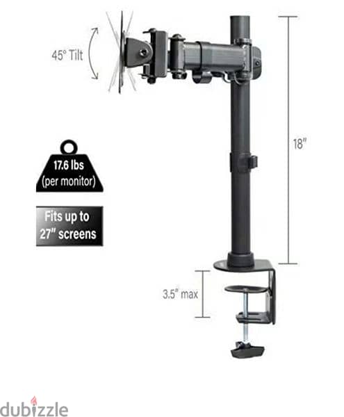 Dual Arms Fully Adjustable Desk Mount TV Stand Black 2