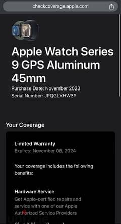Apple watch series 9 GPS Aluminum 45m