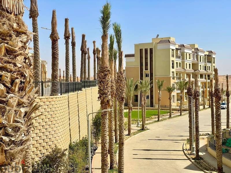 For sale, an apartment with a garden, 113 square meters, in front of the Capital Airport in New Cairo 3