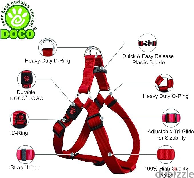 DOCO harness leash adjustable size ليس كلاب صغير ووسط بيوسع و وبيضيق 2