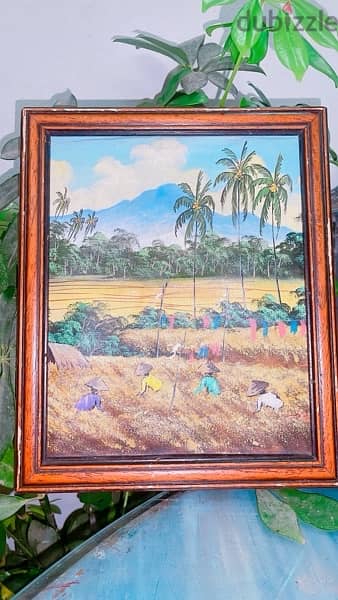 hand painted oil on canvas Wooden frame  artist signature 0