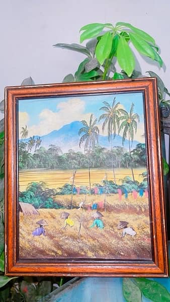 hand painted oil on canvas Wooden frame  artist signature 1
