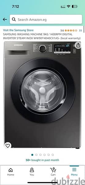 Samsung Washing Machine 9KG 1400RPM INOX