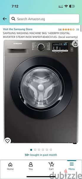 Samsung Washing Machine 9KG 1400RPM INOX 0