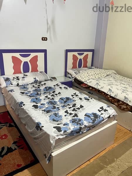 ٢ سرير اطفال عرض متر بالمراتب والملل 0