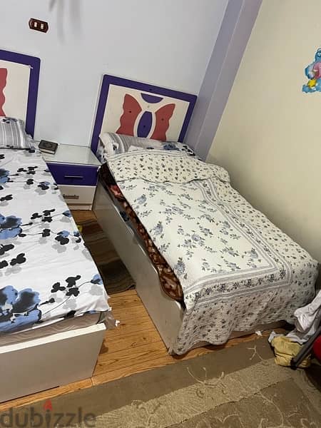 ٢ سرير اطفال عرض متر بالمراتب والملل 1