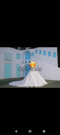 فستان زفاف استعمال يوم بديل طويل +التاج + بوكيه الفرح + الطرحه 2 متر 0
