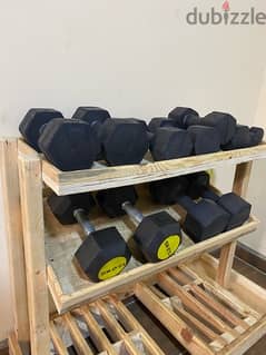 Rubber dumbbells with different weights