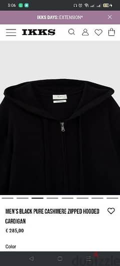ikks black zipper cardigan pure cashmere new with price tag