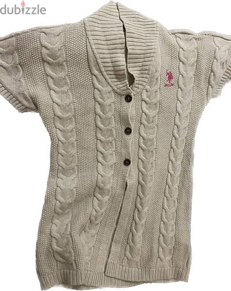 us polo beige cardigan with half sleeves 1