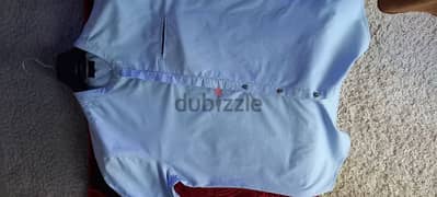 Red tag light blue cotton/ lenin blend shirt size x large fits bigger 0