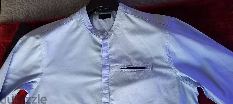 Red tag light blue cotton/ lenin blend shirt size x large fits bigger 1