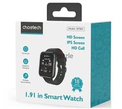 Choetech Smart Watch, 1.9 Inch, Black - CHT-WT001-EG-BK 0