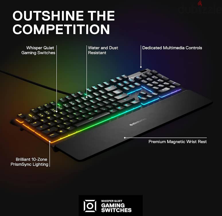 SteelSeries Apex 3 RGB Gaming Keyboard - كيبورد استيل سيرز ابيكس 3 1