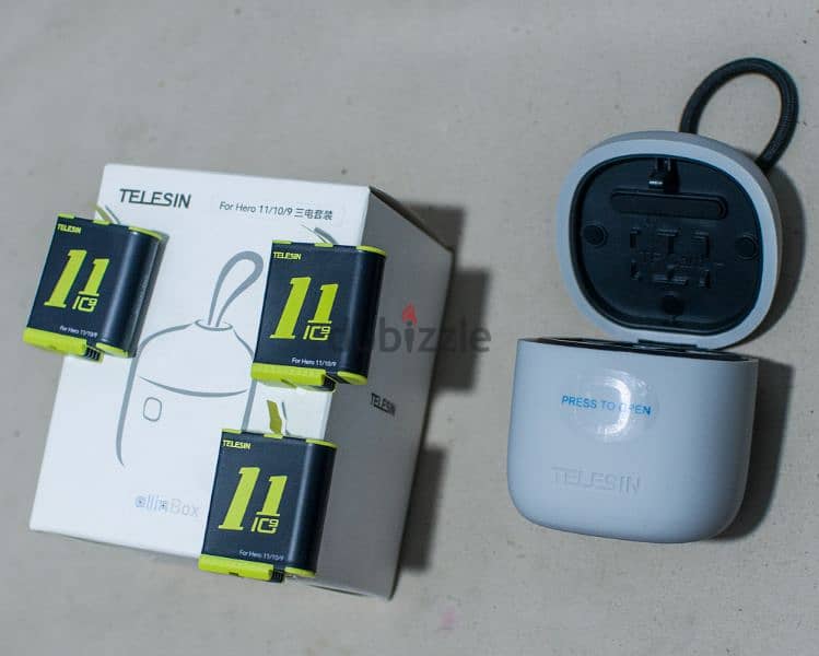 TELESIN Allin Box Charger with 3 Batteries for GoPro Hero 12/11/10/9 2