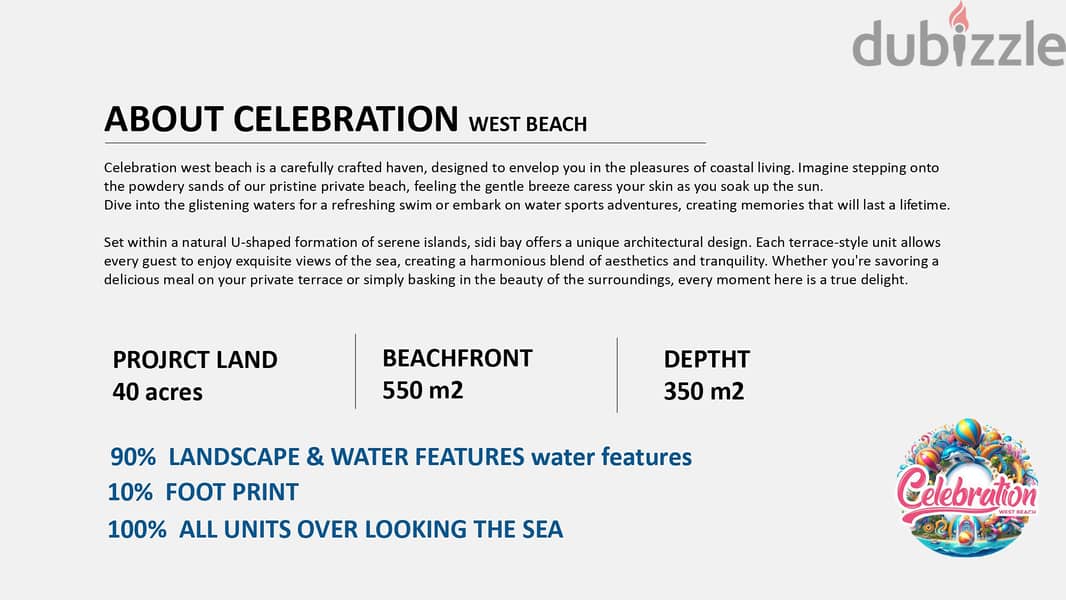 بمقدم 10% استلم وحدتك باطلالة مباشرة ع البحر Celebration West Beach 3