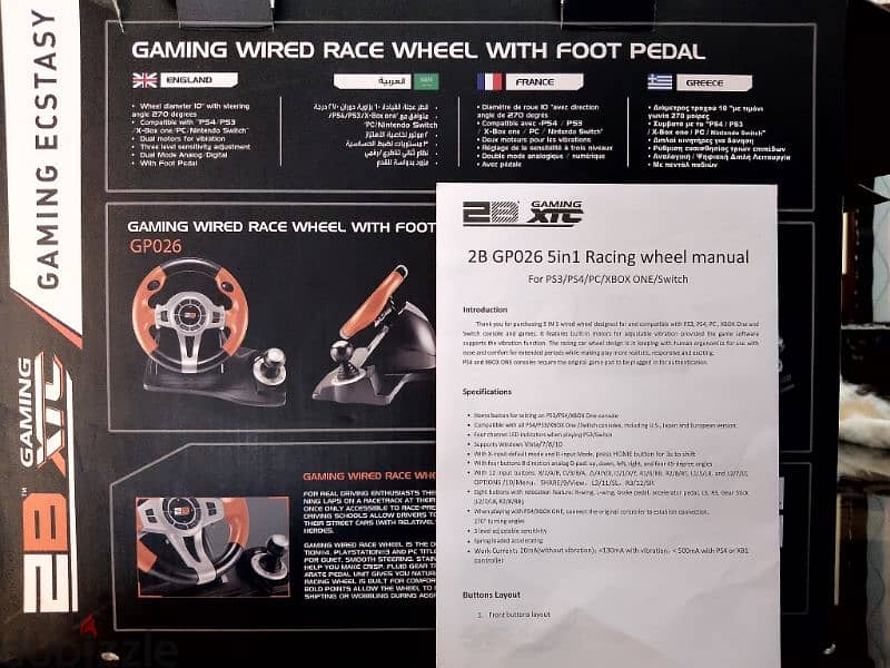 2b racing wheel for ps4 pc xbox and ps3 2